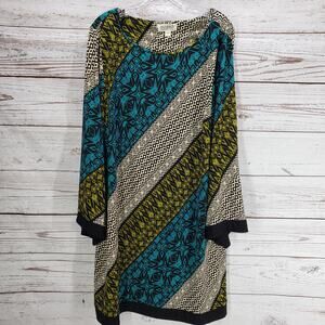 Soho Apparel Women's Multicolor Boat Neck Long Sleeve Dress Size 2X